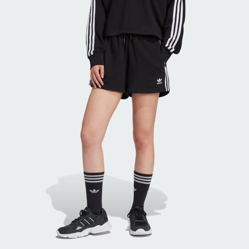 adidas Шорты женские Adidas Essentials 3-Stripes из French Terry свободного кроя Черные IU2517