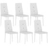 Set Of 6 Upholstered Dining Chairs In PU With High Back Buttoned Design And Steel Legs Modern White