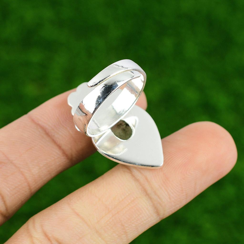 Natural Moonstone Gemstone Stackable Adjustable Ring 925 Silver For Women