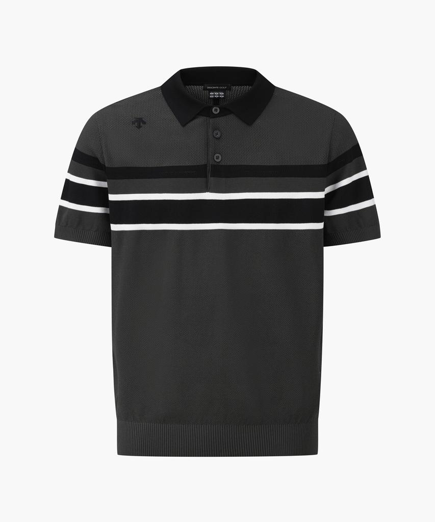 DESCENTE GOLF Men'S Striped Collared Short Sleeve Sweater Dr32Mfkp72