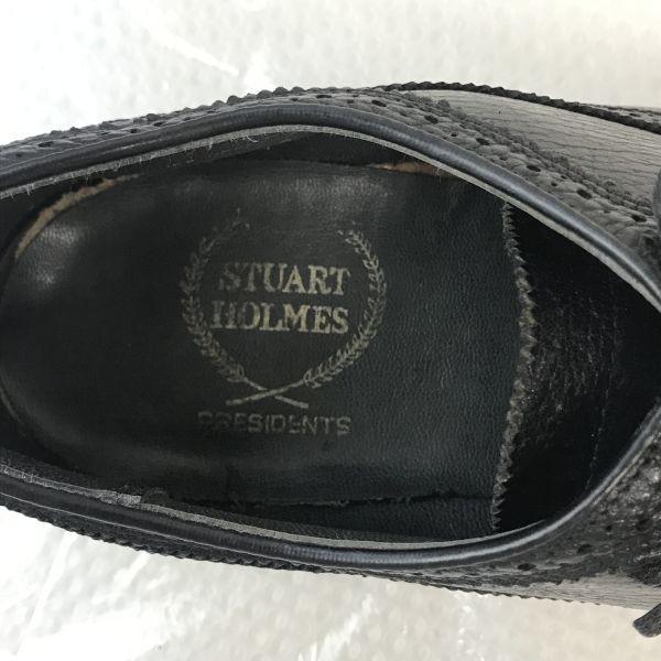 60s-70s Vintage STUART HOLMES Goodyear Long Wingtip Shoes 27.5-28cm Black(USED)