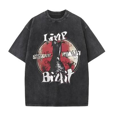 Винтажная футболка с графикой Limp Bizkit, мужская/женская, хип-хоп, повседневная, оверсайз, с коротким рукавом, унисекс, уличная одежда#Цвет(5)