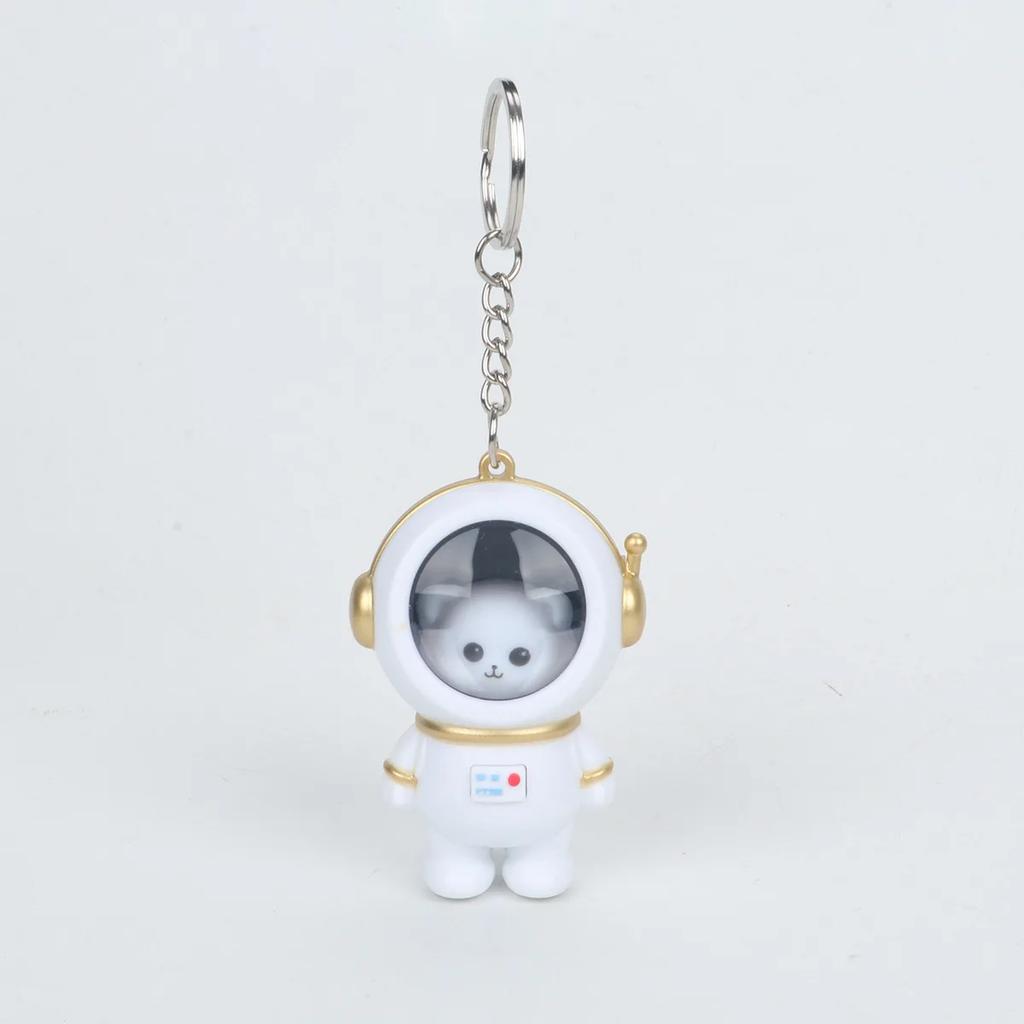 Cute Starry Light Astronaut Keychain Can Say I Love You Sound Light Bear Car Key Chain Package Pendant Kawaii Gifts Bag Hanging