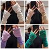 Korean Style Mink Fleece Half Finger Gloves Solid Color Y2k Winter Mittens Women
