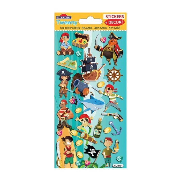 Scène à décorer pour enfants - Pirates - Stickers Puffies