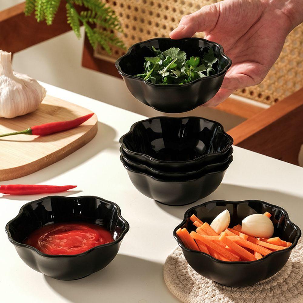 10 Piece Flower/Square Seasoning Dish Black Snack Bowl Multifunctional Fruits Bowl Hot Pot