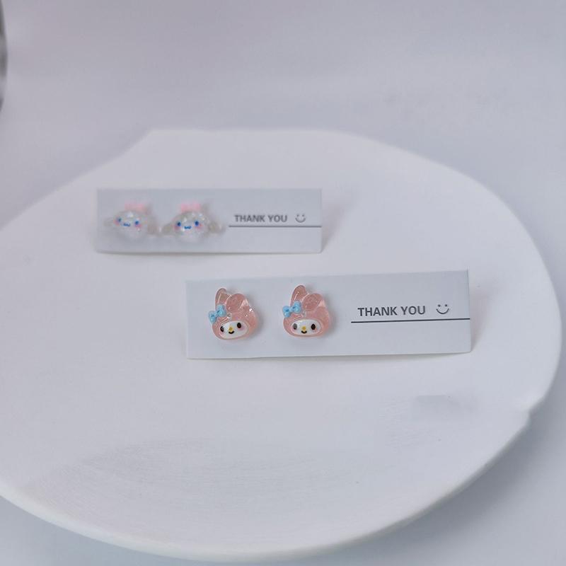 Милые Аксессуары Sanrio Hello Kitty Мультяшные Украшения Серьги-гвоздики Аниме Cinnamoroll Melody Kuromi Серьги Для Девочки Подарок