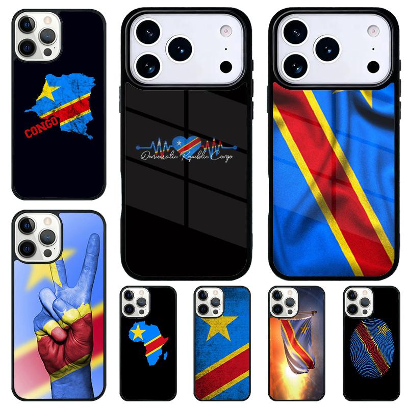 Чехол для телефона с флагом Демократической Республики Конго для iPhone 17 Air 16 15 11 12 14 13 Pro Max Ударопрочный чехол