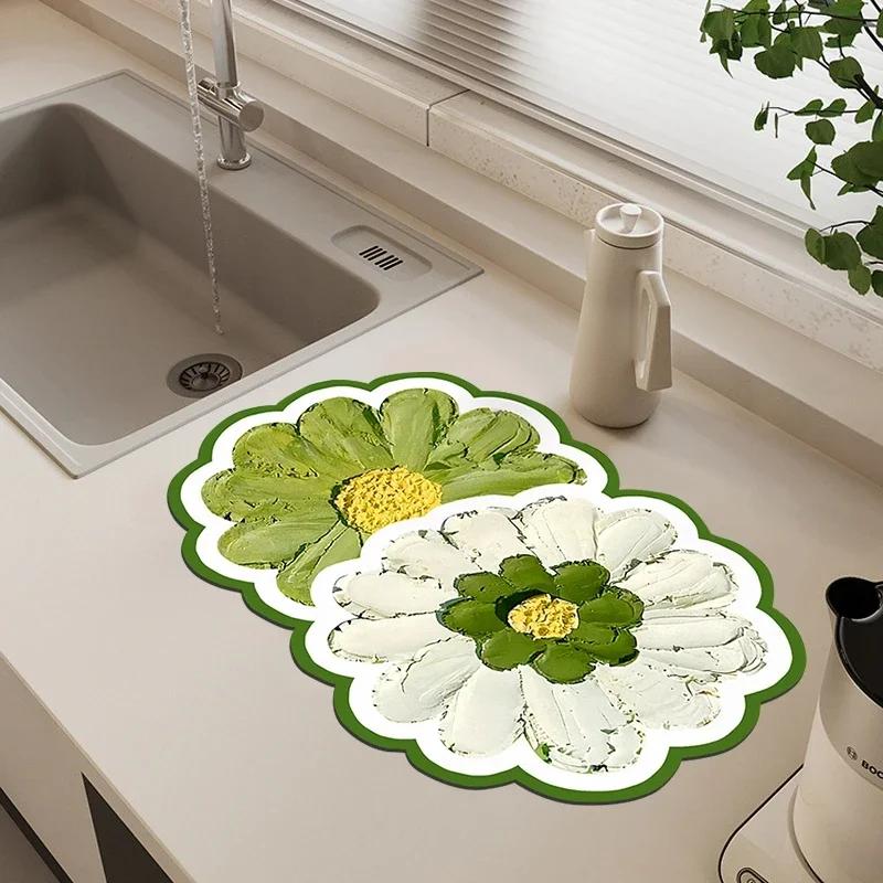 Кухонный коврик для сушки посуды Супервпитывающий коврик для сушки Коврик Коврик для сушки посуды Столовая посуда Подставка Коврик для слива кофе Кухонный коврик