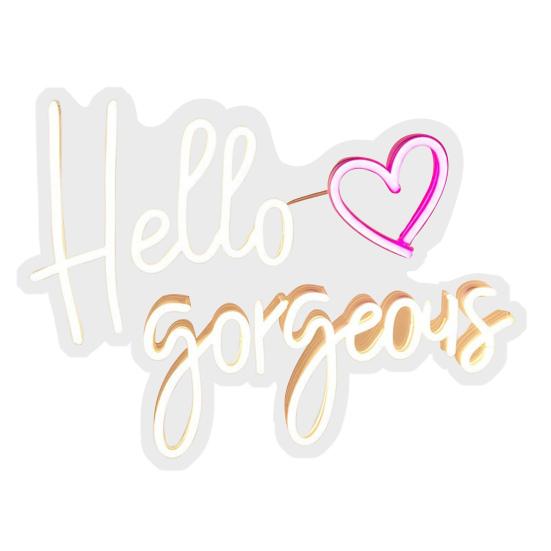 Hello Gorgeous Neon Sign LED Light Unique Shape Super Bright Energy-Saving USB Powered LED Light Sign Wall Art Decoration