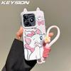 KEYSION Милый мультяшный чехол с ушками для Realme C53 C51 со шнурком Мягкий силикон+ПК Противоударный чехол для телефона для OPPO Realme Note 50