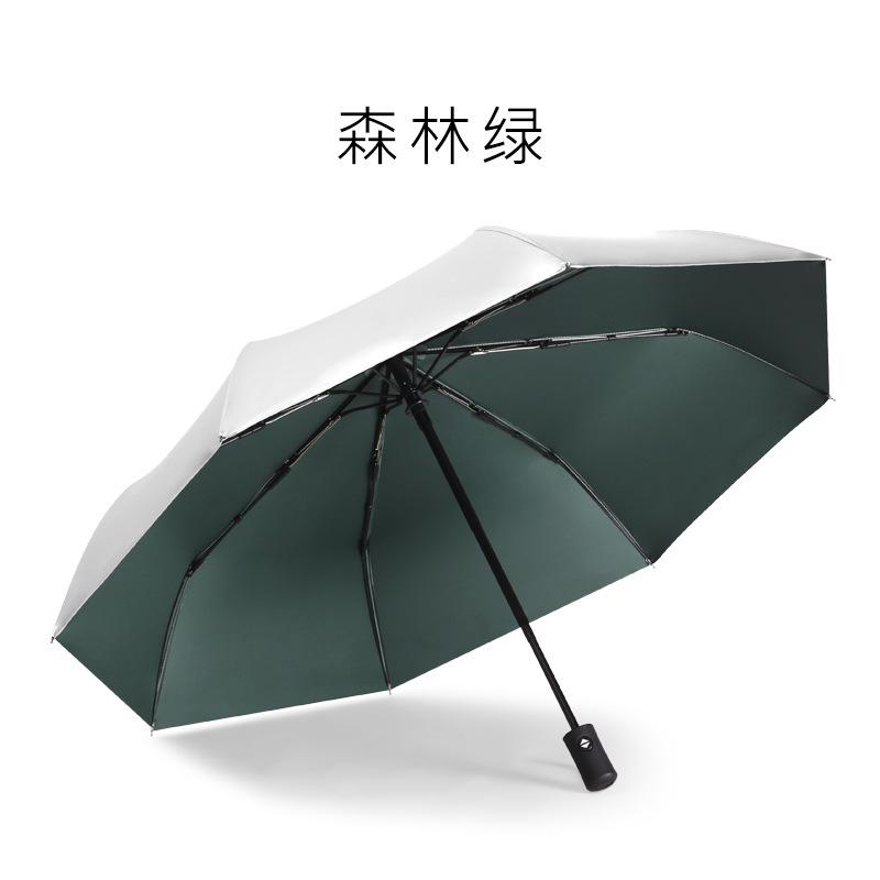 Titanium Silver Glue Three-fold Automatic Umbrella Sunscreen Parasol Small Fresh Pocket Weather and Rain Vinyl Folding Umbrella