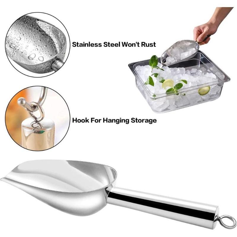 Мини-совок для льда, ложки из нержавеющей стали на унцию для кубиков льда/конфет/муки/сахара, металлические универсальные совки для канистр, выпечки, кухонной кладовой