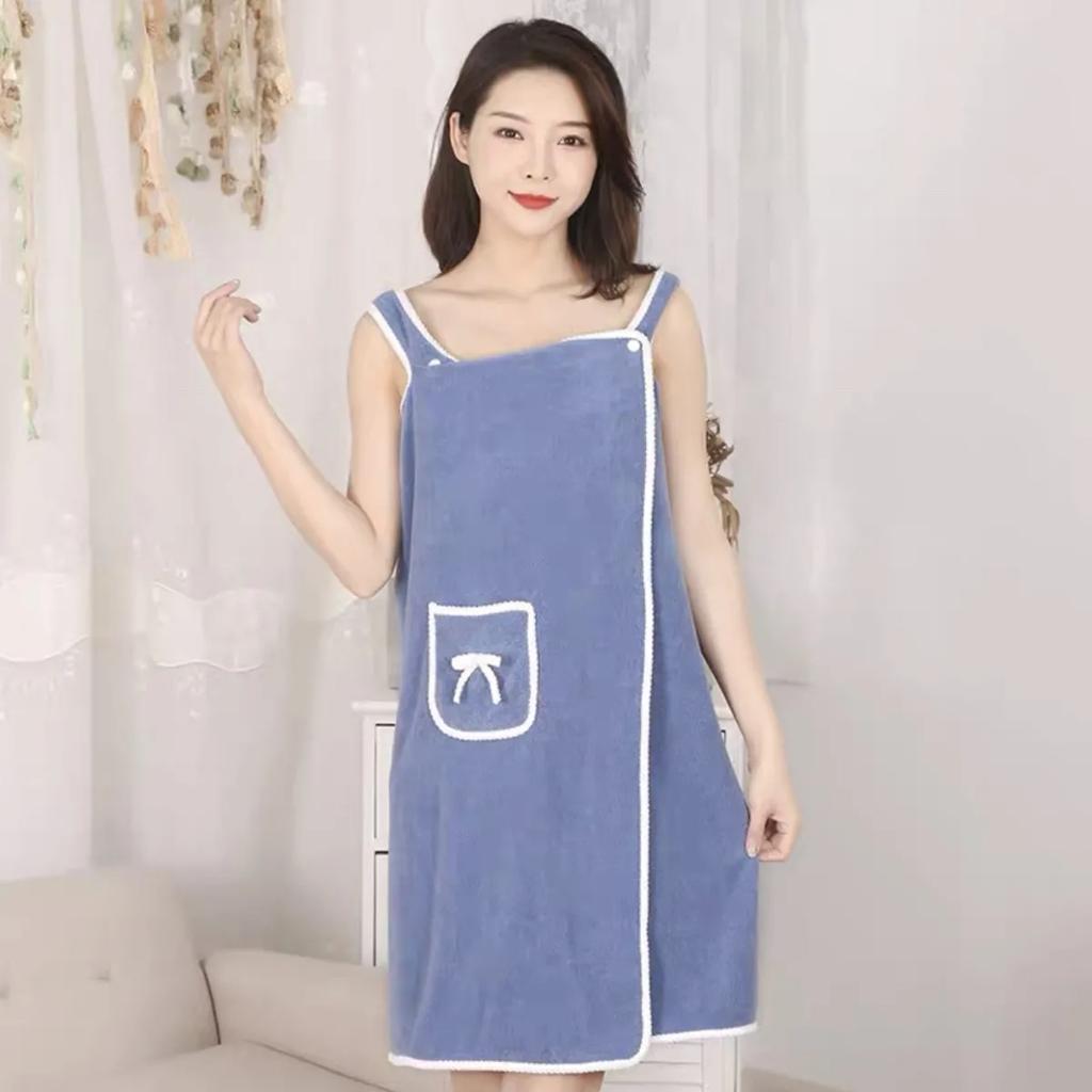 WTEMPO Многофункциональное женское дорожное повседневное банное полотенце, мягкий впитывающий халат, банный халат с карманом и бантом, пляжные полотенца