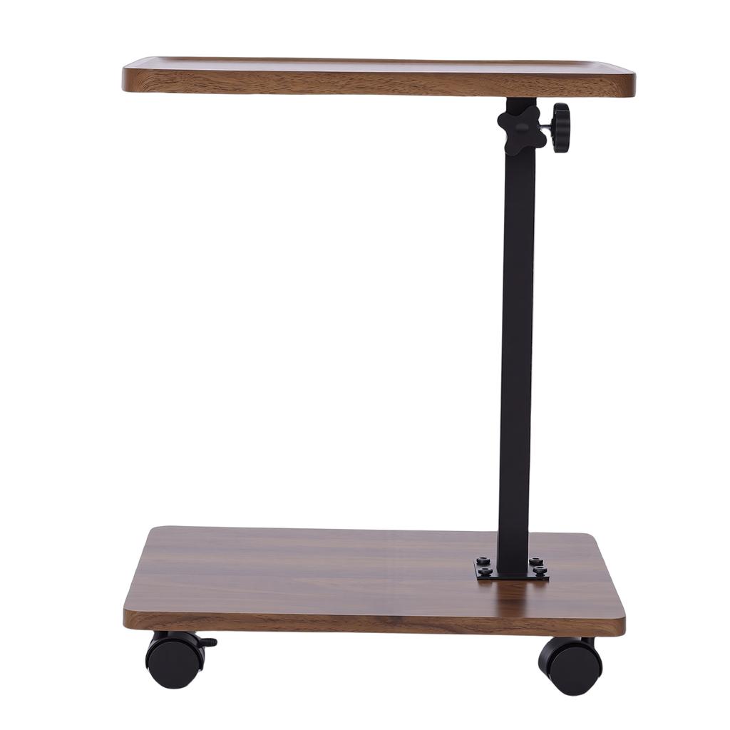 Sofa Side Table Metal Solid Wood Modern Minimalist Rolling Couch End Table Supports Height Adjustment for Laptop