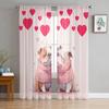 Тюлевые занавески с изображением собаки на День святого Валентина для гостиной, прозрачные занавески для спальни, кухни, жалюзи, вуаль, шторы