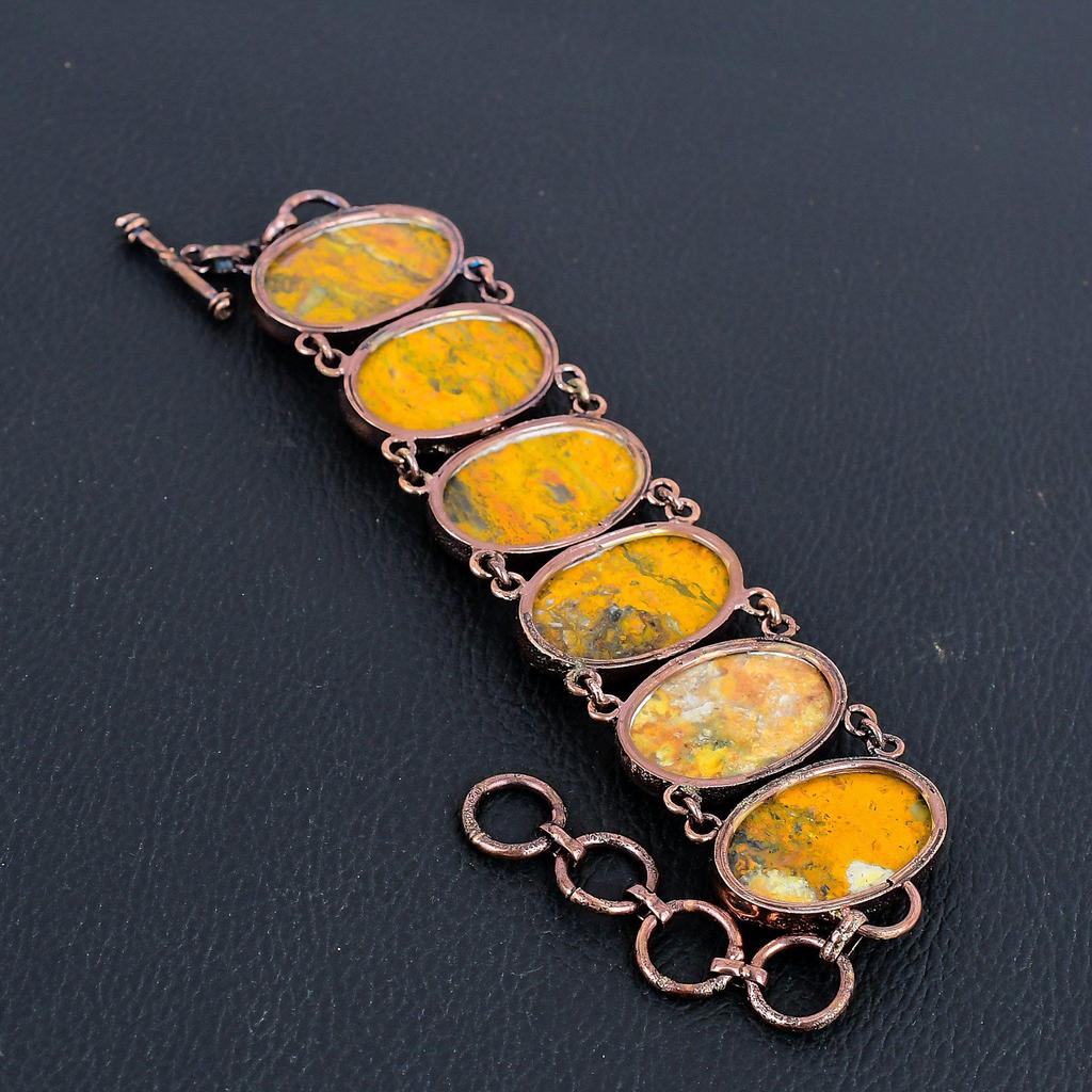 Bumble Bee Bracelet Copper Electroformed Gemstone Jewelry, Handmade Bracelet For Thanksgiving