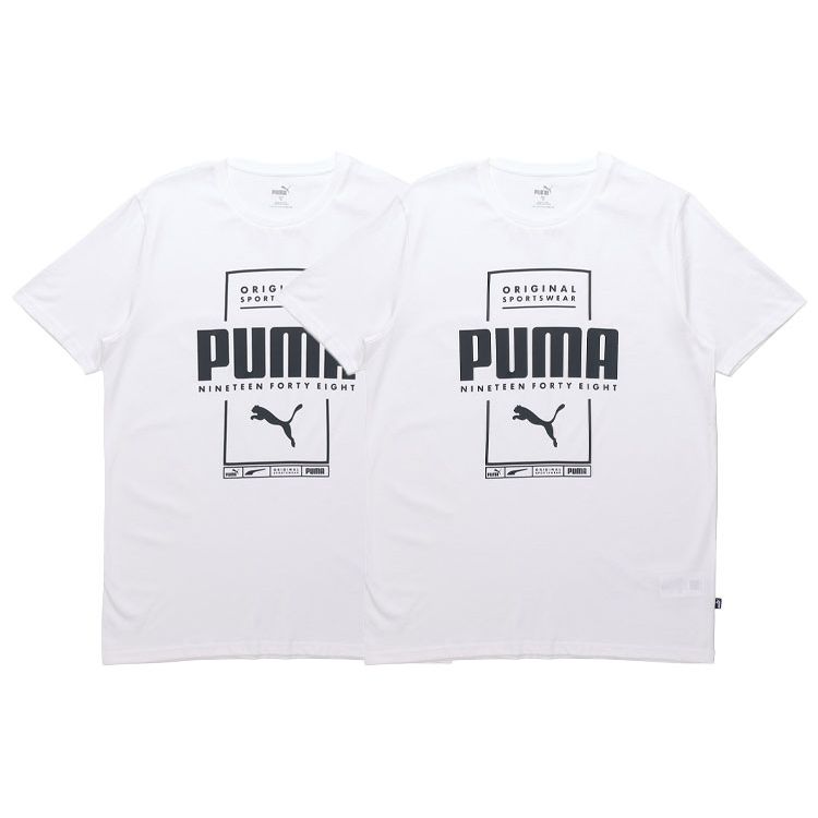 Puma Casual Sports Letter Print Crew Neck T-Shirt Men Tops White 586586-02