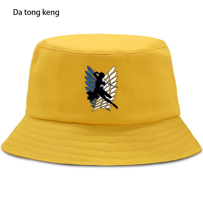 Летняя шляпа японского аниме «Атака Титанов», женская панама-ведро унисекс, дизайнерский плоский козырек, шляпа рыбака в стиле аниме 90-х годов