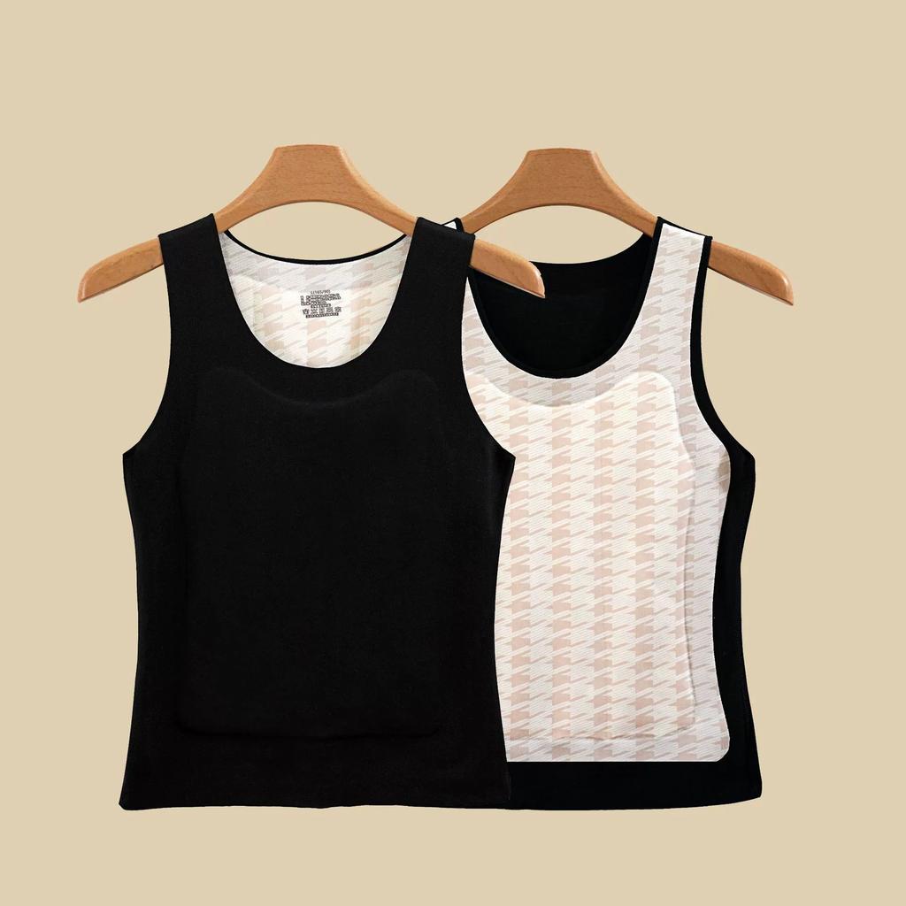 Autumn and Winter German Velvet Thermal Vest for Women with Breast Pads Large Size Seamless Thermal Underwear for Women
