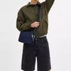 Coach CharterCrossbody 24 Логотип Застежка-молния Кожаная Сумка через плечо Средний Размер Мужская Темно-синий