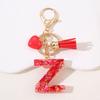 Red A-Z Alphabet Initial Letter Keychain Cute Heart Tassel Resin Charms Keyrings Handbag Charms Car Pendant Trinkets Women Gifts