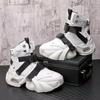 Fashion Men's High Top Thick Soled Height Increasing Comfort Waterproof Anti Slip Sports Shoes Buckle Belt Wear-resistant Fashion Boots