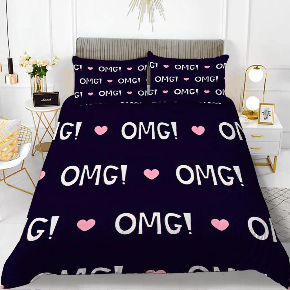 Red Love Romantic Valentine'S Day Theme Three-Piece Digital Printing Duvet Cover Bedding