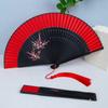 Si Yi Tang Hand-Painted Red Silk Folding Fan for Ladies - Zhao Yuan Dance Design