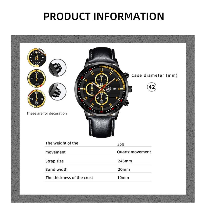 Fashion Calendar Watch Men's Watch Quartz Watch Men's Leather Watch Casual Watch Sports Watch Student Watch Men's