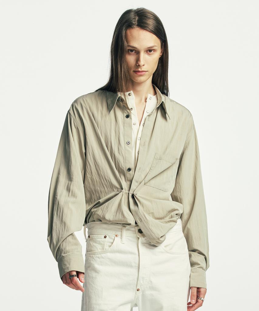 SSY [Pin Set] Wrap Pin Drap Shirt Beige