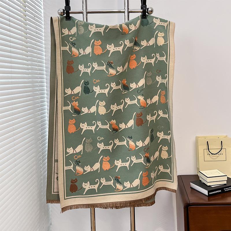 Kitten Air Conditioner Shawl Animal Texture Sweet Cute Little Fresh Lady Imitation Cashmere Warm Scarf
