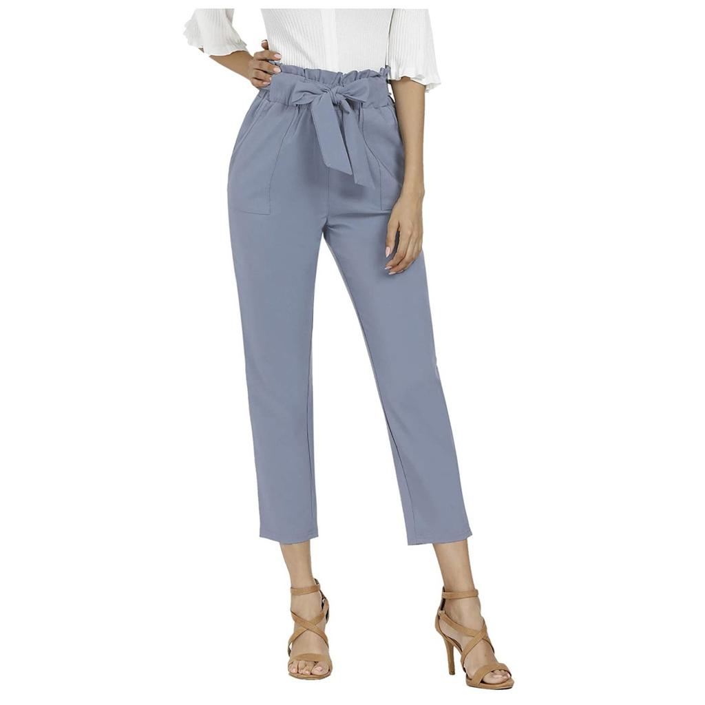 Женские однотонные брюки с карманом и эластичной резинкой на талии для отдыха