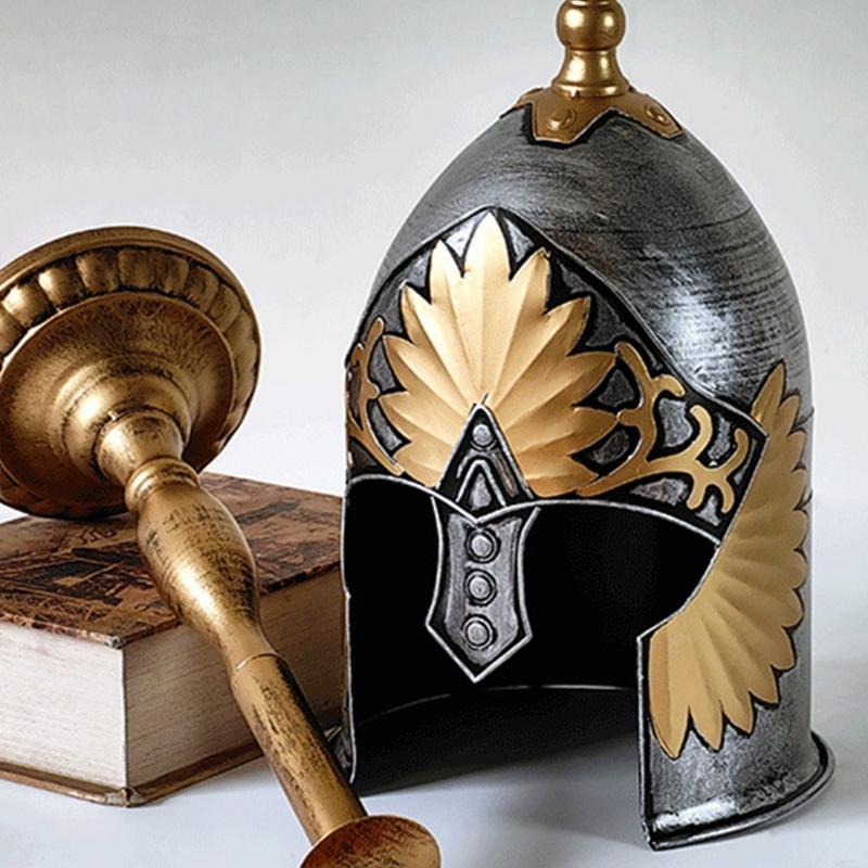 Древнегреческие Средневековые Стиль Шлемы Скульптура с Основанием Историческая Витрина Головной Убор Орнамент Домашний Офисный Стол Искусство