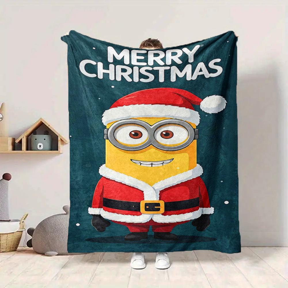 1Pc Christmas Minions Celebration Blanket Soft And Comfortable Casual Warm Camping Travel Christmas Halloween Gift M91758