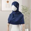 Headscarf Hat with Bright Bead Pleated Design Solid Color Shawl Design Head Wrap Breathable Fabric Turban Hat