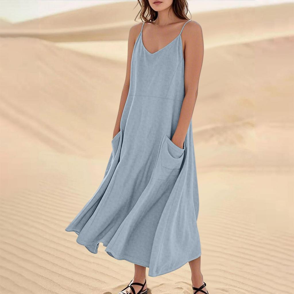 Женское летнее платье, повседневные свободные длинные пляжные платья для отдыха