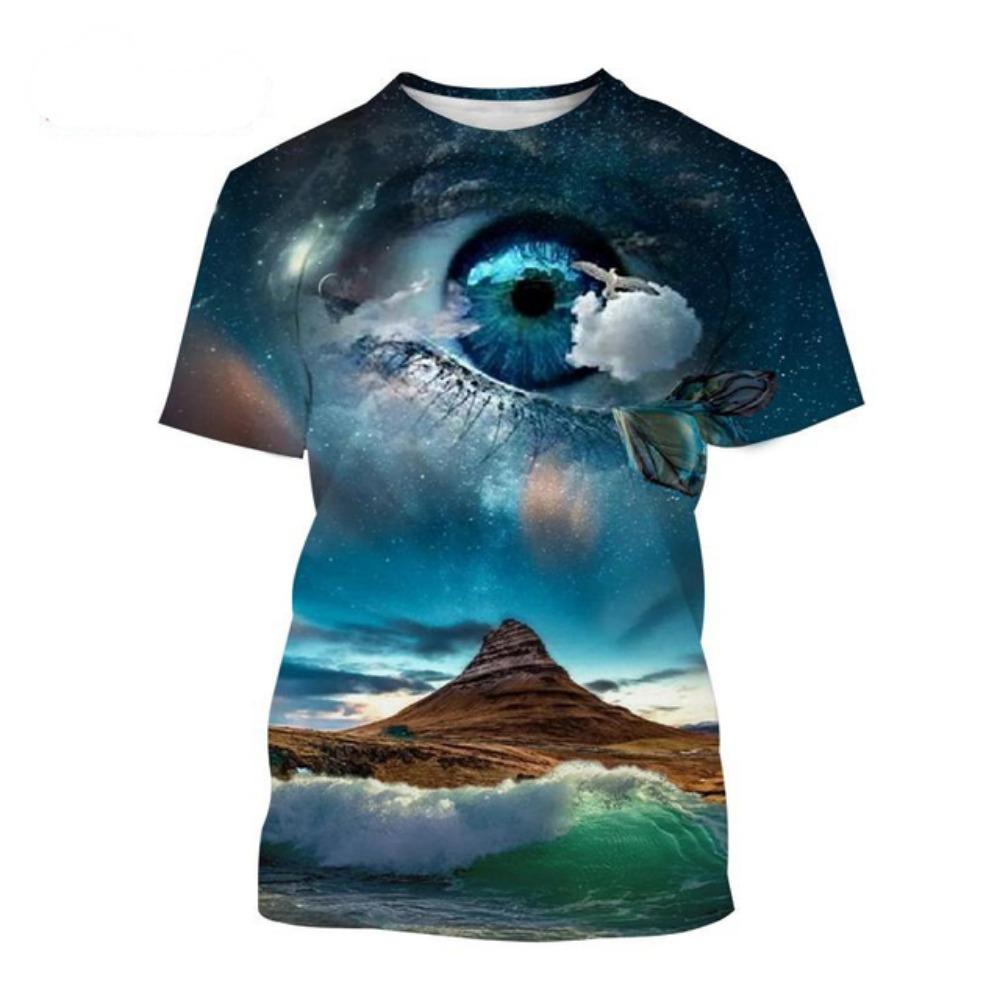 Новинка, горячая распродажа, мужская футболка с коротким рукавом с принтом в виде глаза и 3D-принта, модная повседневная футболка с коротким рукавом и принтом в виде органа человеческого лица