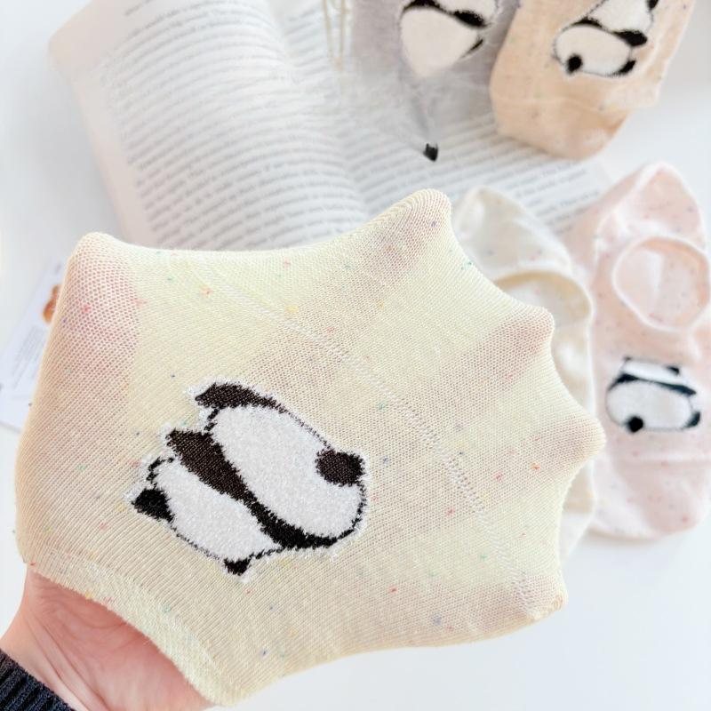 Бесшовные носки с точечным узором и мультяшными лодочками, женские хлопковые носки, летние тонкие носки с низким вырезом, не сползающие с пятки, противоскользящие, невидимые носки