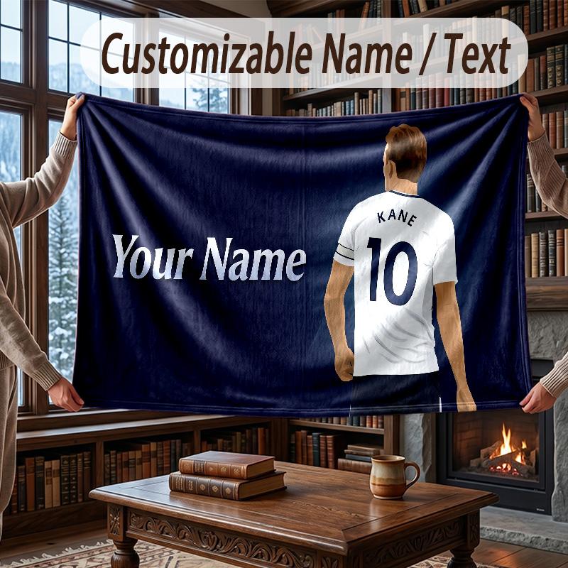 Custom Name Flannel Throw Blanket Harry Kane Pattern Warm Home Decoration