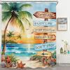 Ins Tropical Beach Palm Tree Shower Curtain Bathroom Decoration Coastal Sunset Landscape Art Waterproof Shower Curtain
