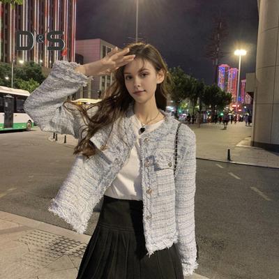 Женская куртка в стиле знаменитостей, короткая, с круглым вырезом, длинными рукавами, однобортный кардиган, рваное пальто, верхняя одежда осень-зима