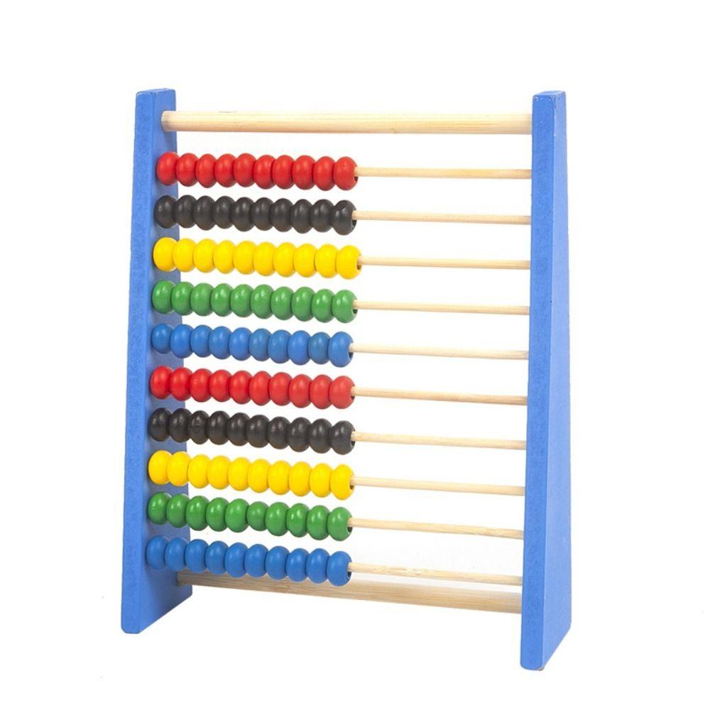 Wooden Calculation Bead Red Blue Calculation Rack Durable Wooden Abacus Preschool