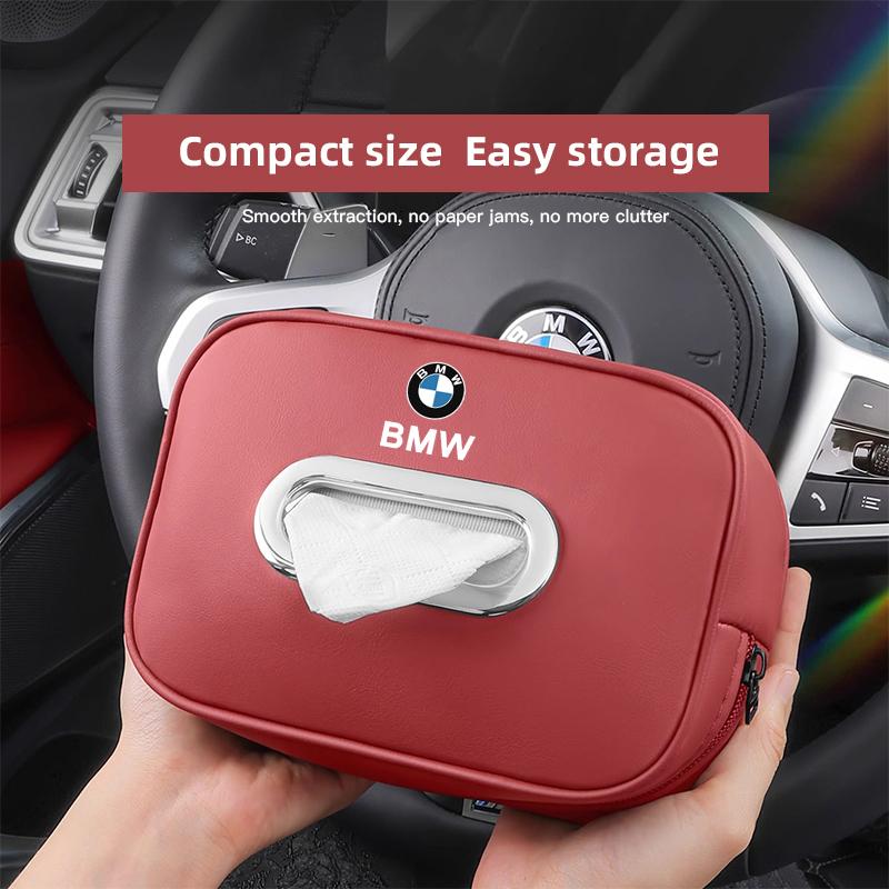 Car Tissue Box Leather Tissue Storage Bag For BMW E46 E60 E90 E39 E87 E36 E92 E70 E91 X3 X5 X1 X2 X4 X6 X7 E28 Keychain