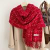 Windproof Winter Cashmere Scarf Korean Style Women Plaid Shawl Fashion Wool Tassel Scarf  Female
