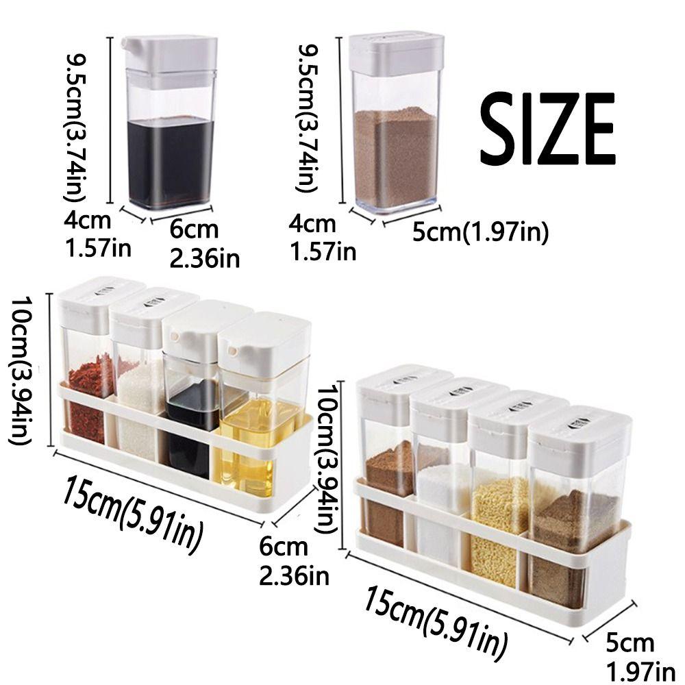 4 шт./набор Пластиковые баночки для специй Раздвижные Без БФА Контейнер для хранения специй с крышкой Четырехсекционная банка для хранения Набор коробок для приправ
