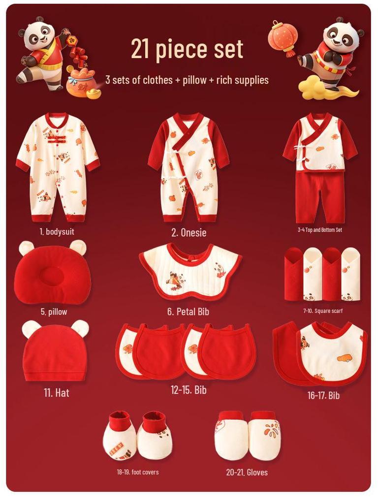 Премиум Хлопковый Подарочный Набор для Новорожденных Класса А - Праздник Новорожденных Красная Панда.