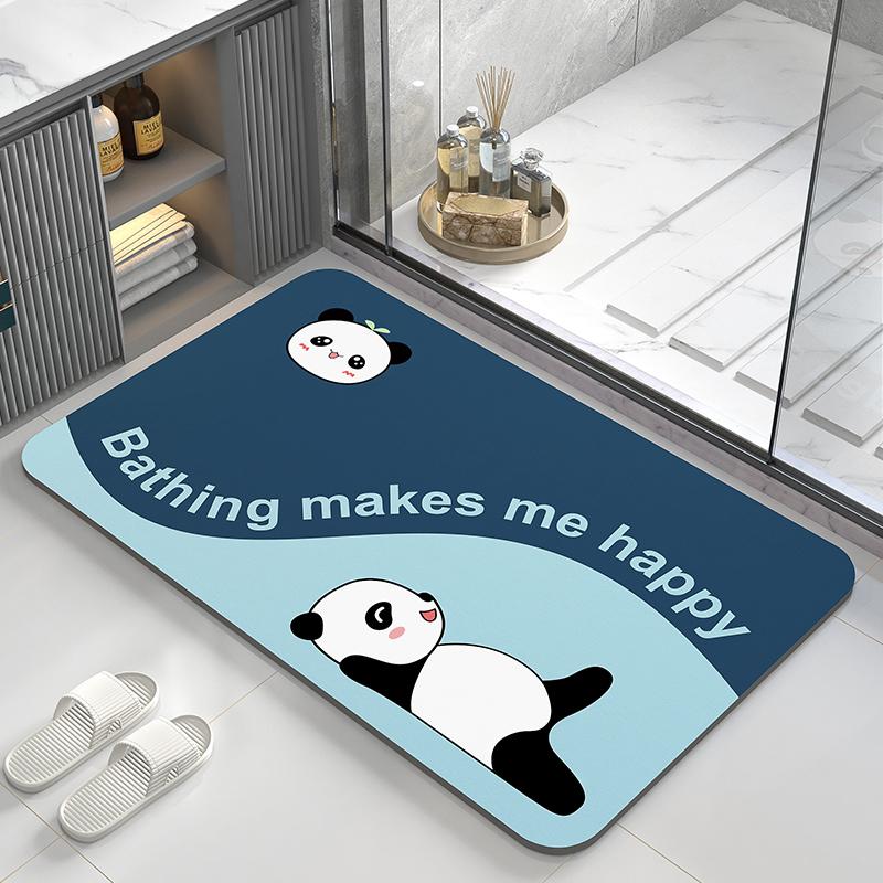 Диатомовая грязь абсорбирующий коврик, коврик для пола в туалете, быстросохнущий коврик для ног с противоскользящим покрытием у двери в ванную, мультяшный милый туалетный мягкий ковер