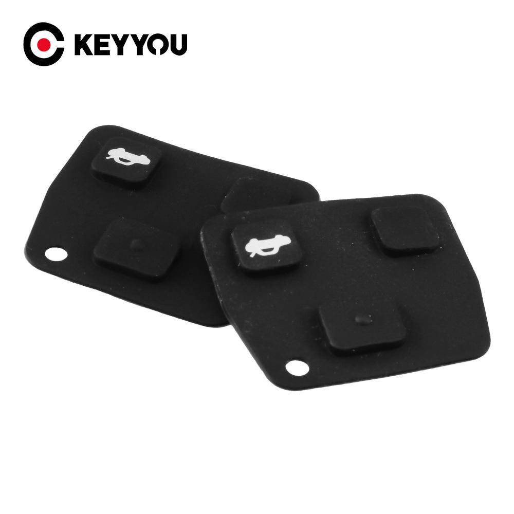 KEYYOU 2pcs/lot 3 Buttons Car Remote Entry Key Fob Black Rubber Pad Replacement For Toyota New