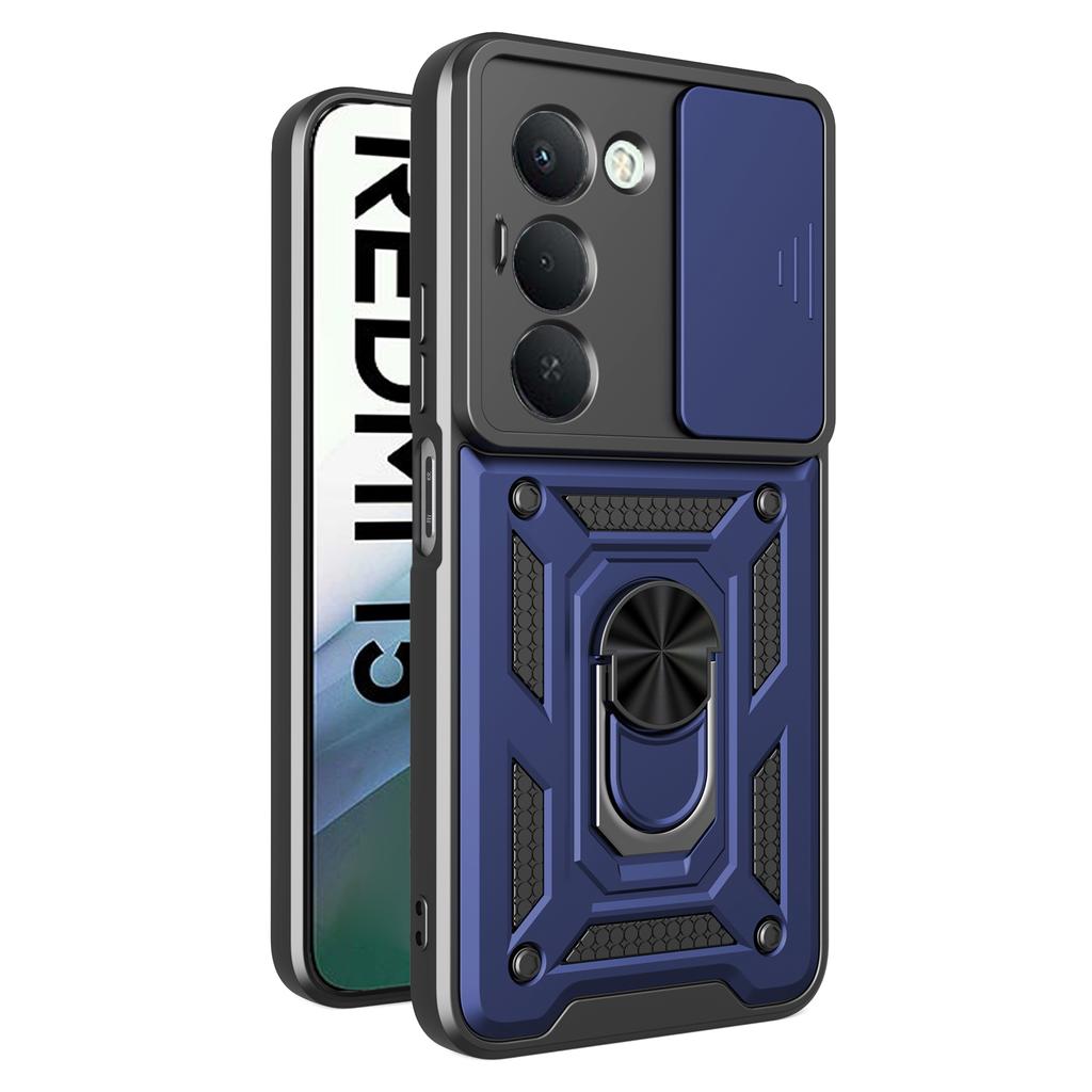 Для Xiaomi Redmi 15 4G (США) (171 мм) Чехол с выдвижной крышкой для камеры, PC+TPU, подставка, чехол для телефона